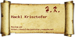 Hackl Krisztofer névjegykártya
